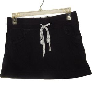 SO women's junior's small solid black drawstring casual fabric mini skirt